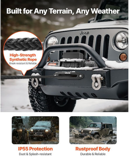 Vevor Electric 4x4 Car Winch 12V with Towing Capacity 6100kg