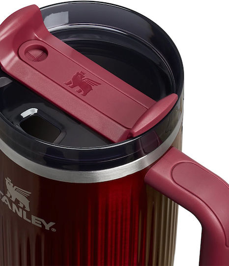 Stanley Quencher H2.O Flowstate Чаша с Дръжка Термос Неръждаема Стомана Без BPA 1.18л Бордо с Сламка и Дръжка