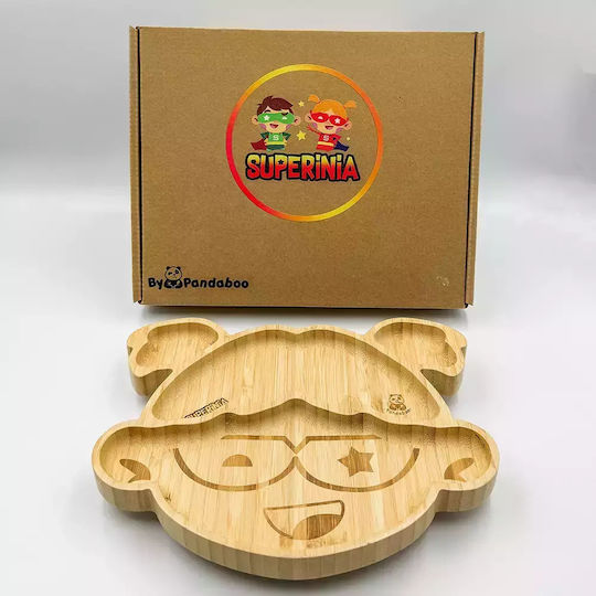 Pandaboo Baby Food Plate made of Bamboo Orange