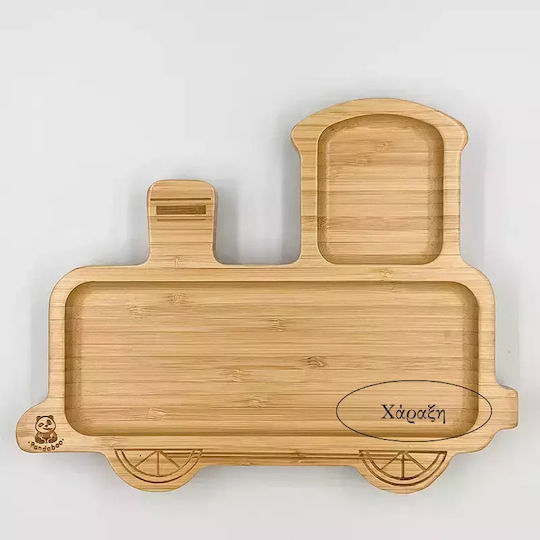 Pandaboo Baby Food Plate made of Bamboo Light Blue