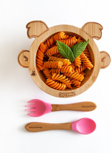 Pandaboo Baby Food Bowl made of Bamboo Pink