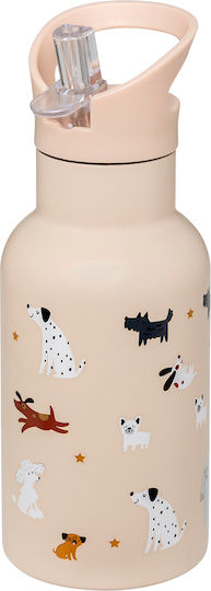 Kinderflasche Rostfreier Stahl mit Strohhalm Beige 350ml