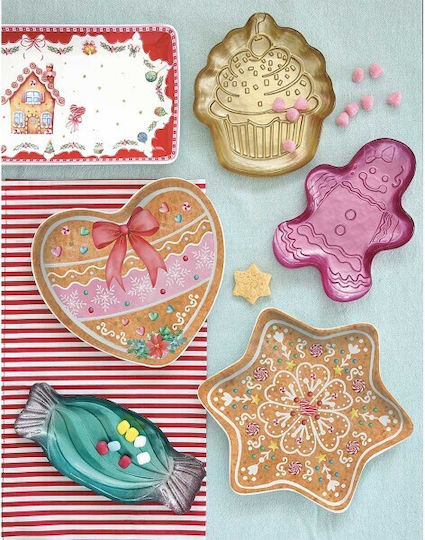 Marva Ornament de masă de Crăciun Platou De porțelan Multicolor L36xW16cm.