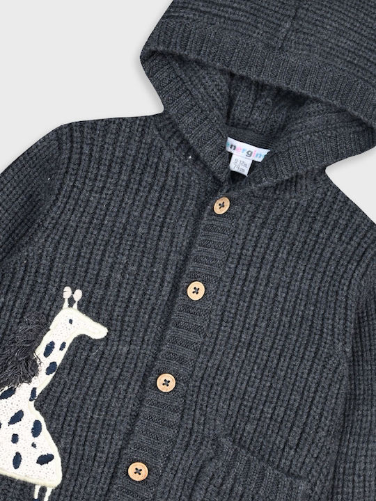 Kinderstrickjacke Gestrickt mit Kapuze Gray