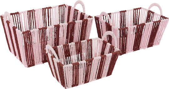 Storage Basket Pink 3pcs