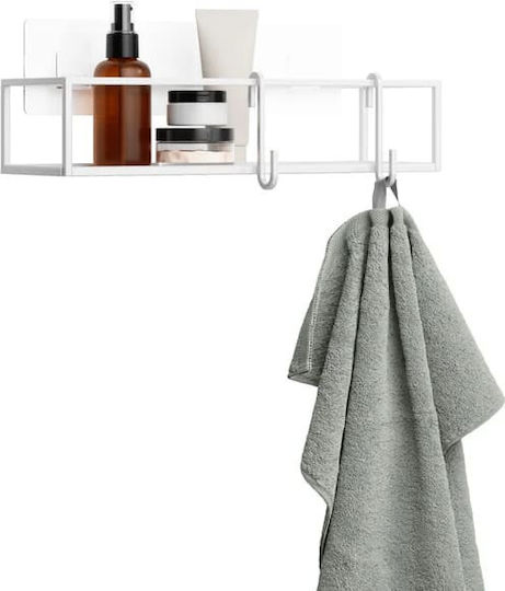 Umbra Cubiko Επιτοίχια Ραφιέρα Μπάνιου Μεταλλική 32x12x6cm Λευκή