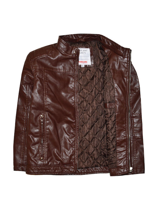 Kids Coat Short with Hooded Brown