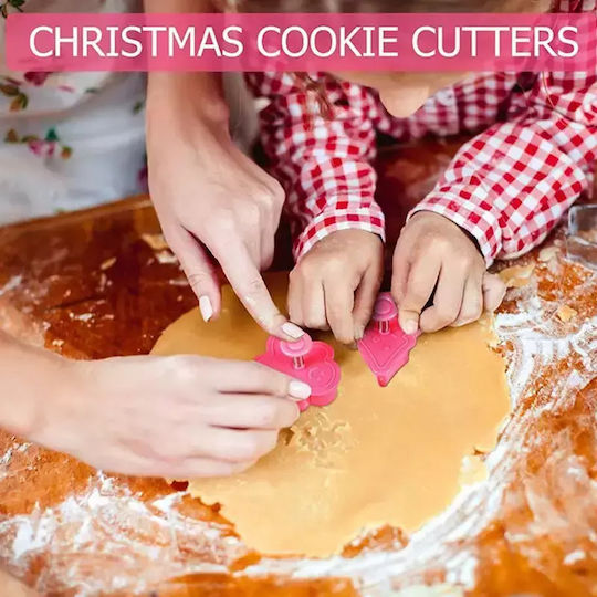 Christmas Set Cookie Cutters Pink 4 Pieces