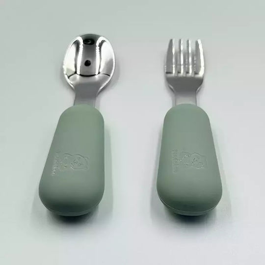 Pandaboo Baby Cutlery Set Gray 2pcs