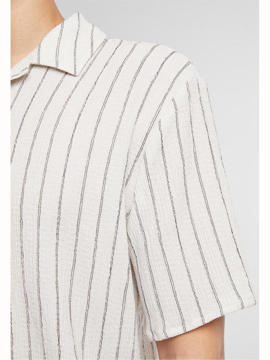 Κοντομάνικο Πουκάμισο Ριγέ Offwhite, Black