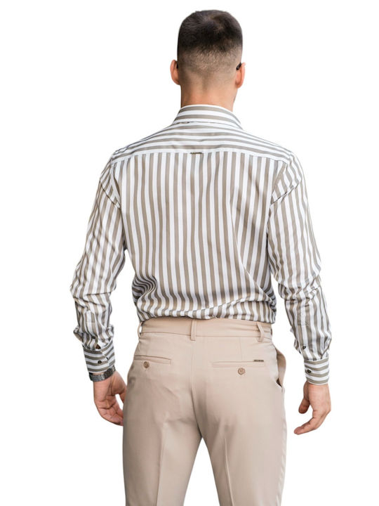Fanco Long-sleeved Shirt Striped Khaki