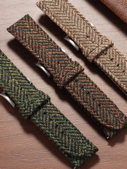 Tweed Khaki Uhrenarmband Easy Click 22mm