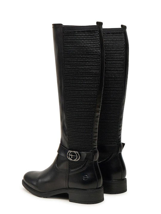 Leather Women's Boots with Rubber / Zipper Black