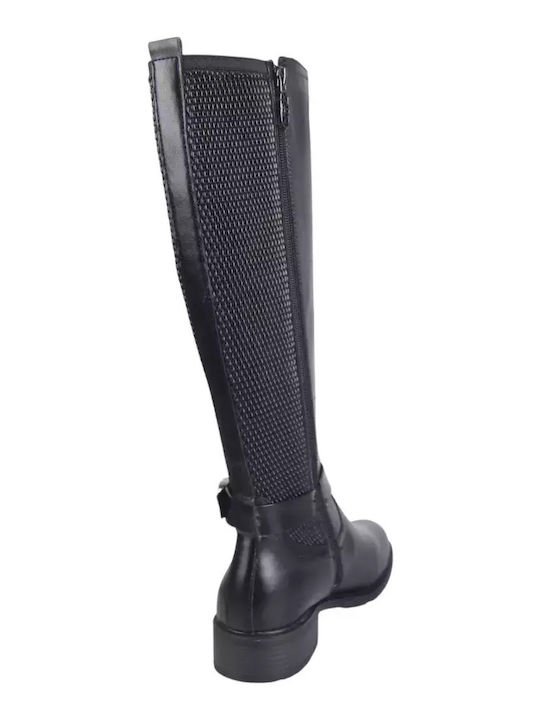 Leather Women's Boots with Rubber / Zipper Black