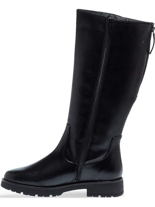 Synthetic Leather Riding Boots with Zipper / Rubber Black