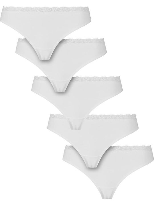 Baumwollene Damen-Slips Brazil mit Spitze Weiß