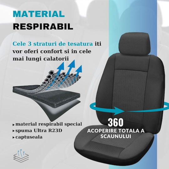 Smartic Set Spătare Auto 11buc Negru