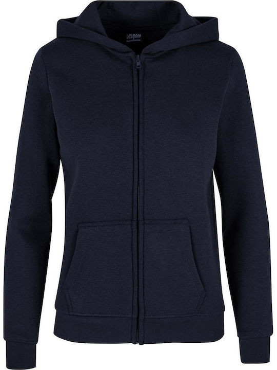 Lang Damen Sweatshirtjacke Kapuzen Navy