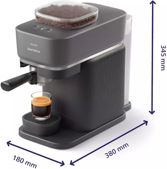 Philips Baristina Automatic Espresso Coffee Machine 1500W Pressure 16bar with Grinder Black BAR300/60
