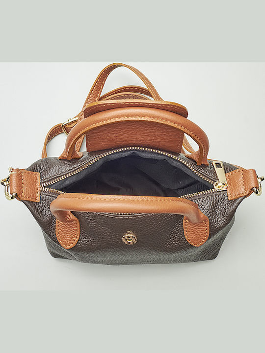 Дамска Кожена Чанта За Рамо През Рамо Тъмно Кафява