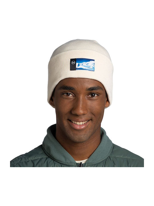 Beanie Unisex Fleece Σκούφος Πλεκτός σε Εκρού χρώμα