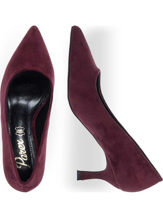 Suede Pointed Toe Burgundy Heels