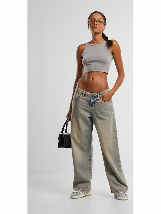 Ladies Washed Rib Jersey Cropped Top 2Pack Steel Gray