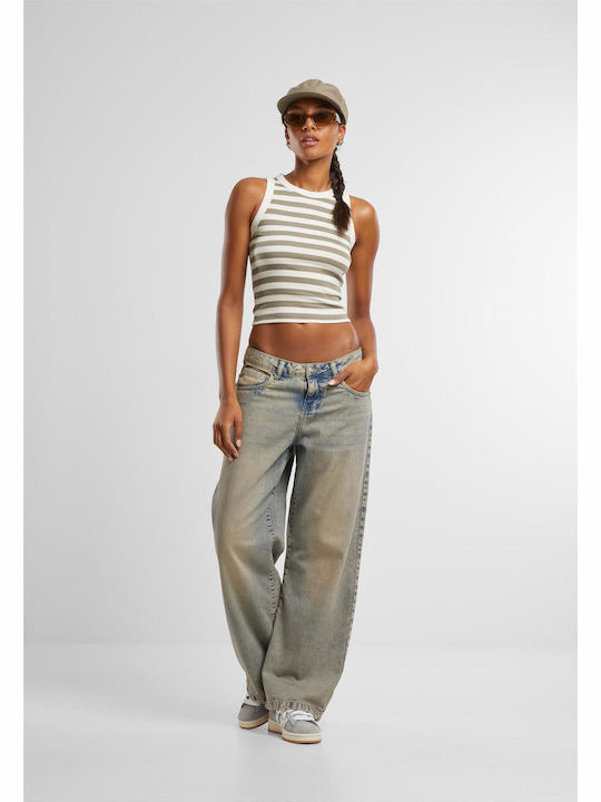 Low Rise Women's Jean Pants in Baggy Leg Style Mid Grey
