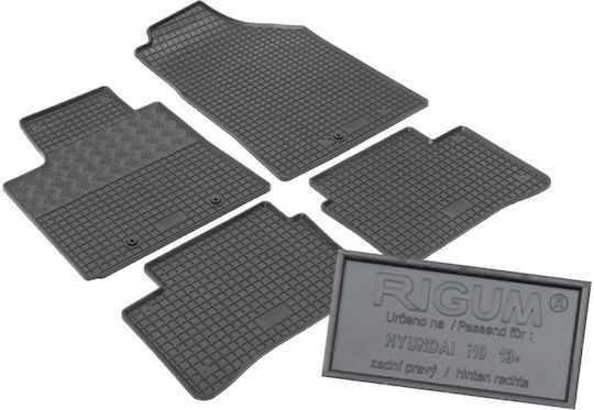 Rigum Set of Front and Rear Mats 4pcs for Hyundai i10 2014-2019 Black