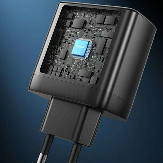 Yesido Charger Without Cable GaN with USB-A Port and 2 USB-C Ports 65W Power Delivery Blacks (YC144)