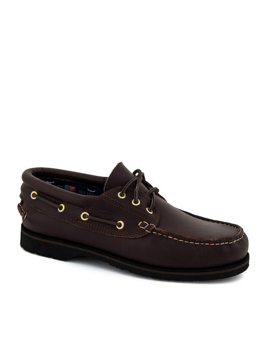 Memphis Men's Leather Boat Shoes Brown