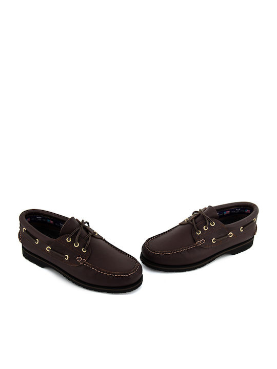 Memphis Men's Leather Boat Shoes Brown