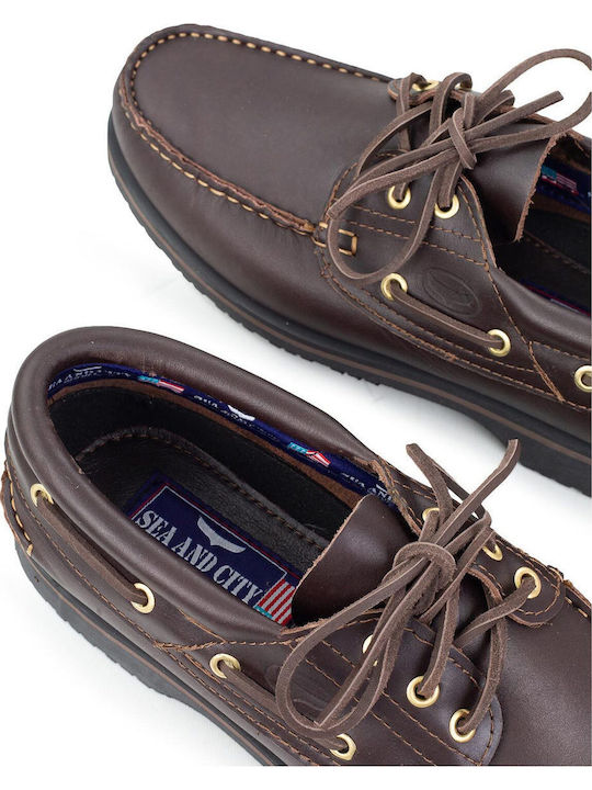 Memphis Men's Leather Boat Shoes Brown