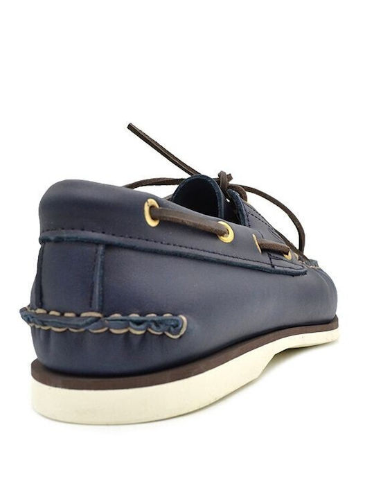 Sea and City C4 Men's Leather Boat Shoes Blue