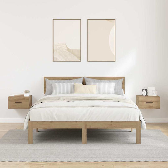 vidaXL Bedside Tables Wooden with Metal Legs Processed Wood 2 Pieces 35x35x20cm