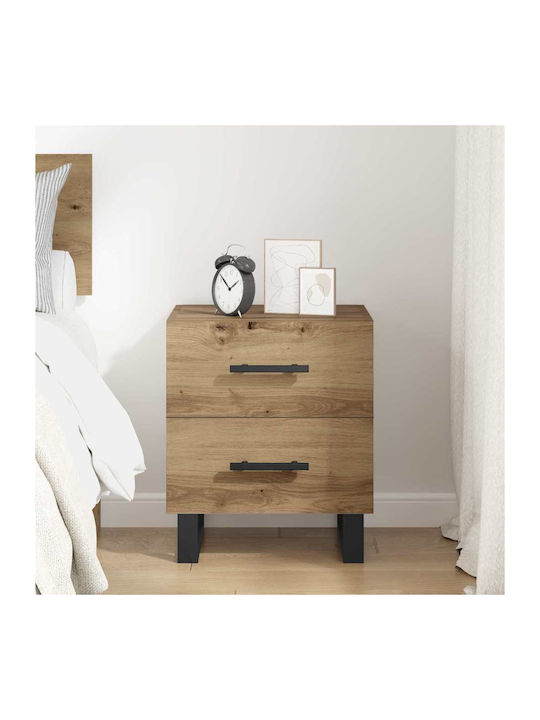 Wooden Brown Oak Bedside Table 40x35x47.5cm