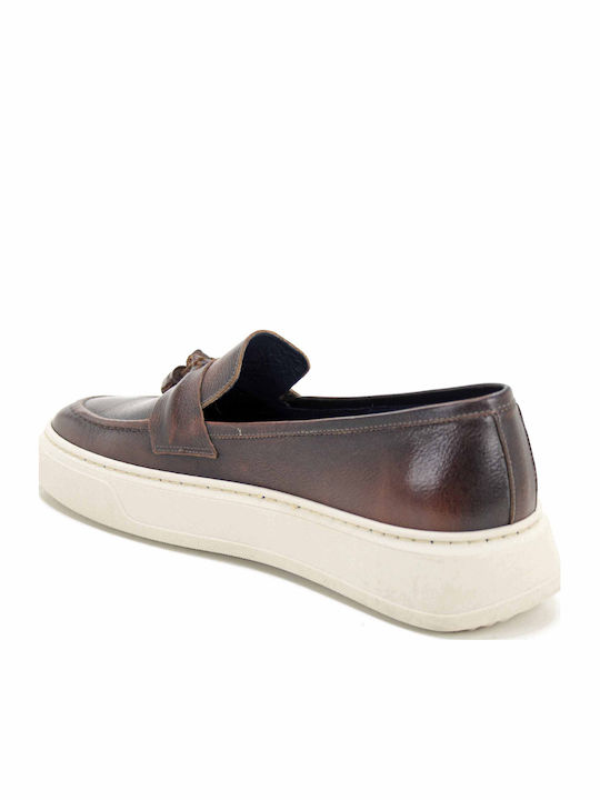 Δερμάτινα Ανδρικά Loafers σε Καφέ Χρώμα