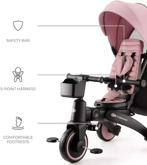 Kinderkraft Jazz 2 Tricicletă Pliabilă și Transformabilă 5 în 1 pentru 9 Luni Roz