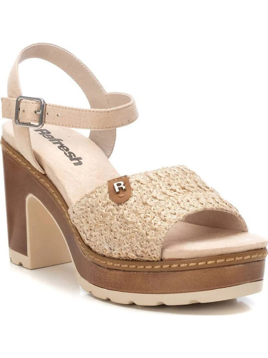 Stoff Sandalen Beige