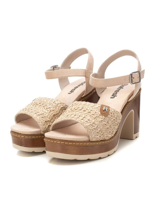 Stoff Sandalen Beige