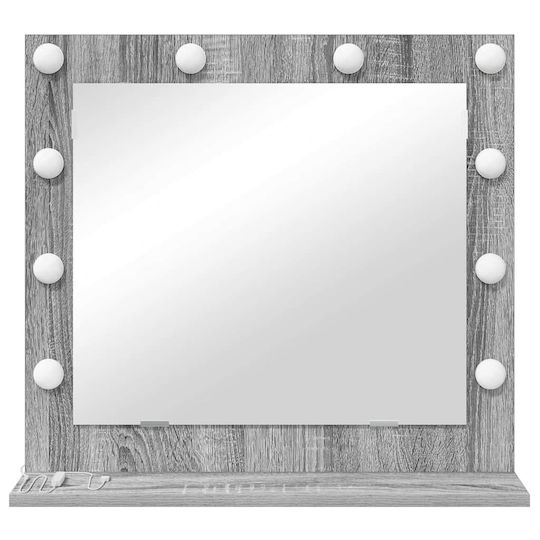 Vidaxl Schminkspiegel mit LED-Leuchten Sonoma Grau 60x55x18 cm Grau
