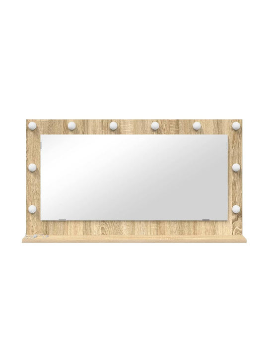 vidaXL Rechteckiger Badezimmerspiegel LED aus MDF 100x55cm Beige