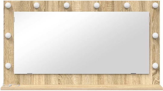 vidaXL Правоъгълена Банско Огледало LED от MDF 100x55см Бежов