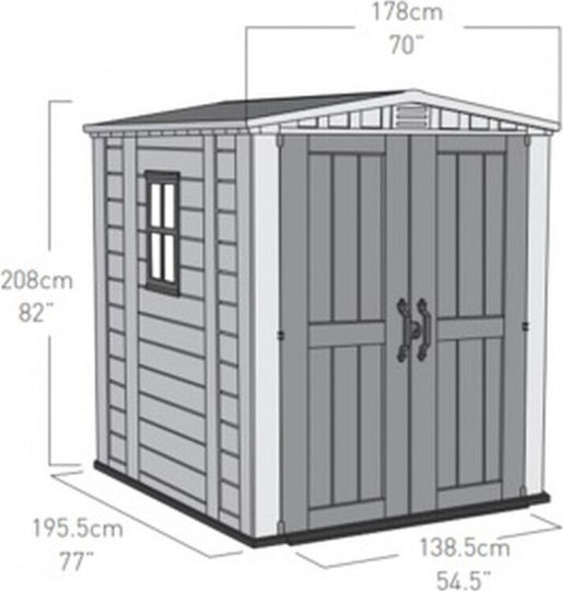 Plastic Garden Shed Factor with Air Vents M1.78xW1.95xH2.08m