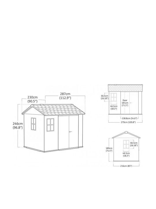 Plastic Garden Shed Newton Plus Wide M2.3xP2.87xH2.46m