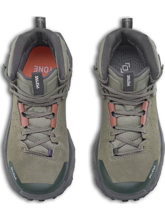 Salewa Pedroc 2 Leather Γυναικεία Ορειβατικά Μποτάκια Αδιάβροχα Πράσινα