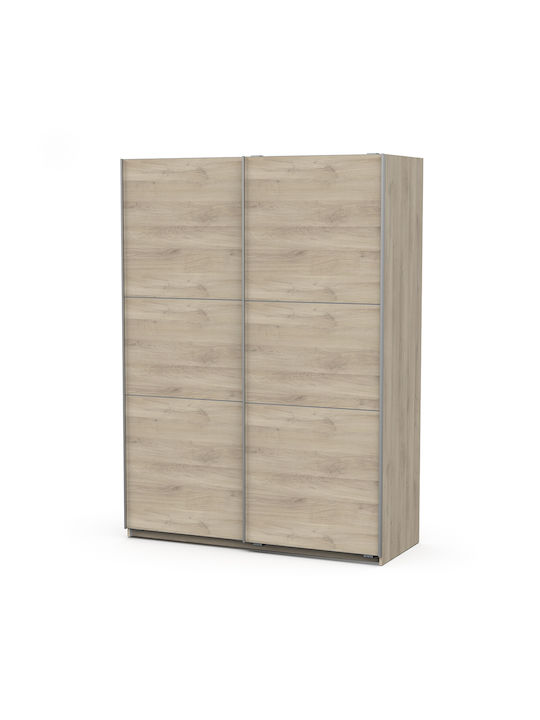 Double Door Wardrobe Sliding Ghost Kronberg Oak 148x60x203cm