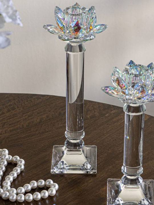 Artekko Lotus Candle Holder Glass in Transparent Color 10.8x28x10.8cm 1pcs