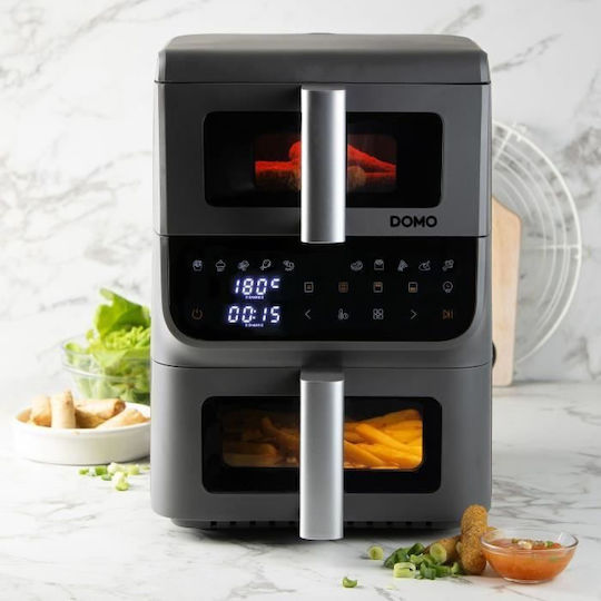 Domo Air Fryer with Double Detachable Bucket 10lt Gray DO550FR