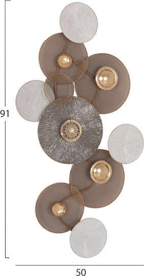 HomeMarkt Geometric Wall Decor Element Gold White Metallic 91x6x50cm